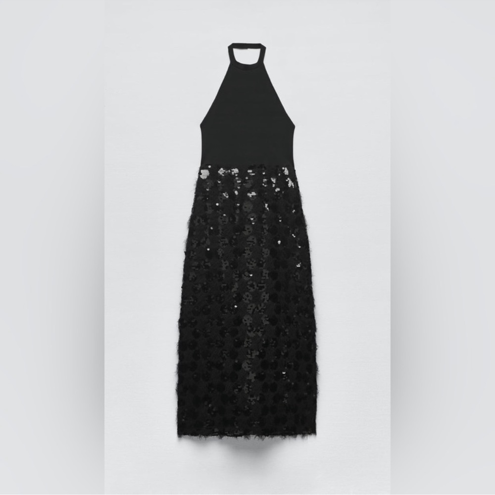 Zara sequin halter neck midi dress LIMITED EDITION